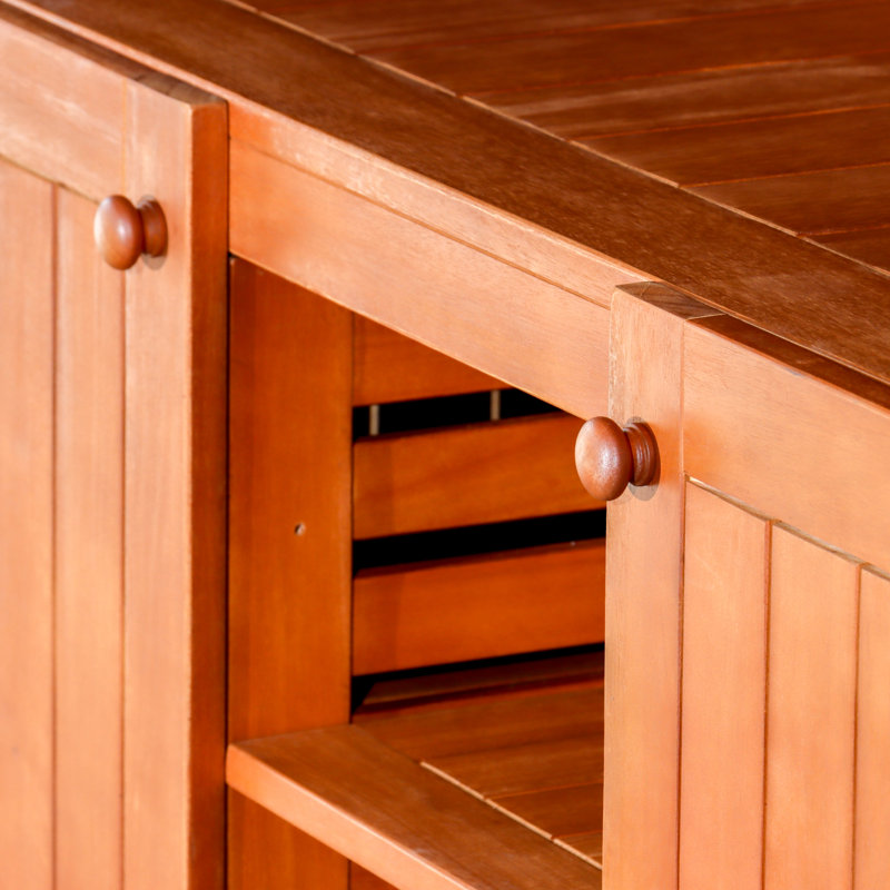 Colaluca Rectangular Eucalyptus Outdoor Buffet & Console Table, Natural Oil