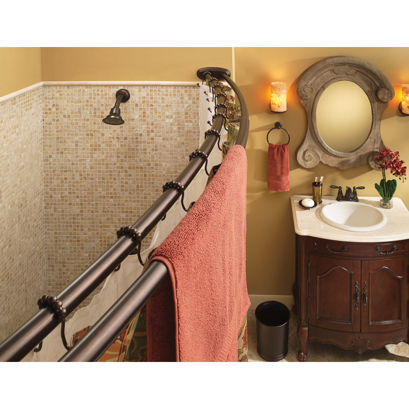 Adjustable Double Curved Shower Curtain Rod, Matte Black