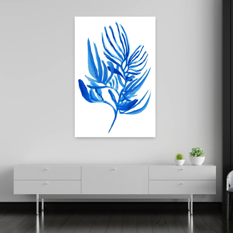 Art mural côtier tropical avec feuillage bleu, H 60 po x l 40 po