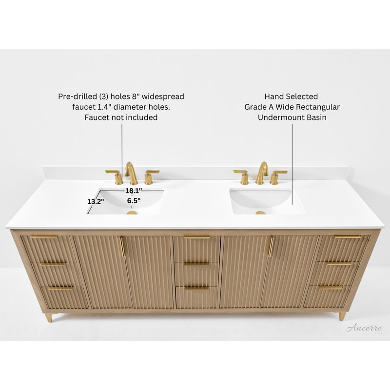 Turlington 84" Freestanding Standard Double Bathroom Vanity with Top, Oak