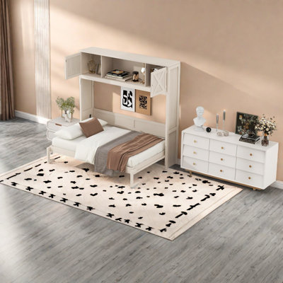 Lits peu encombrants avec rangement, panneau de rangement en bois aggloméré rustique pour la maison