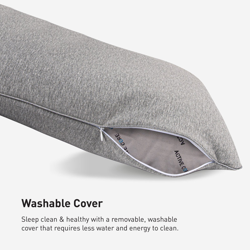 Gray and Blue Memory Foam Performance Pillow with Washable Cover