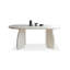 Table de salle à manger blanche en bois massif ovale-1873236742