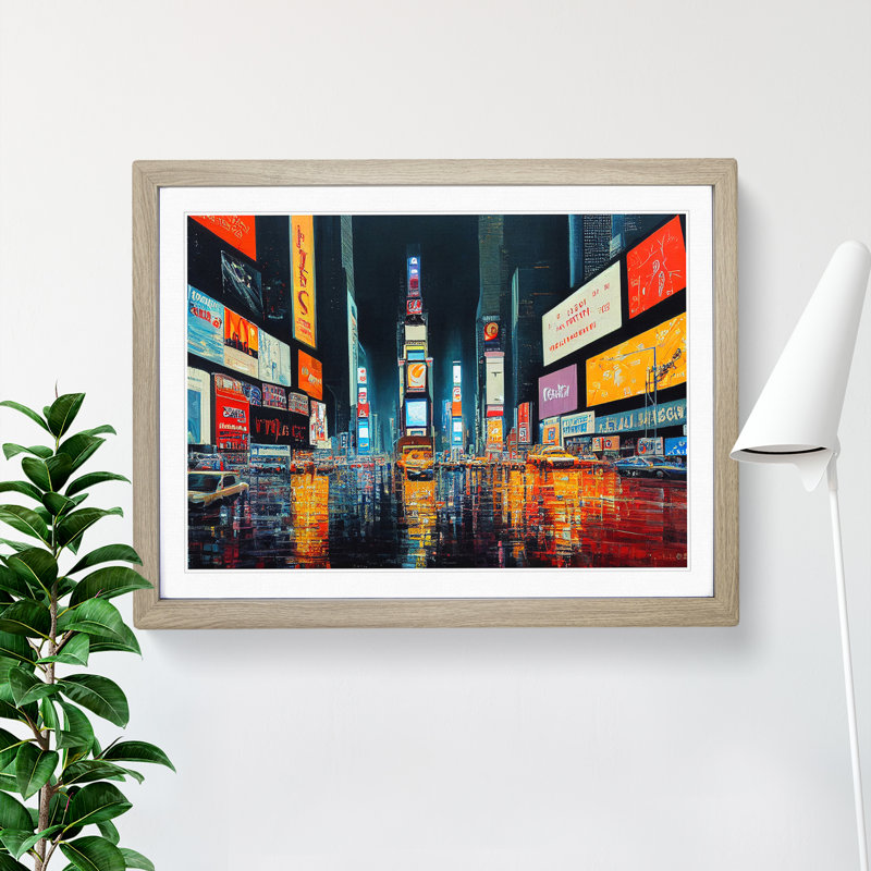 Times Square Art Painting Vol.6 - Single Picture Frame Painting, 34cm H x 46cm W x 2cm D, Oak Framed