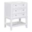 Meuble-lavabo 24 po sans lavabo, base seulement, structure en bois massif, armoire de rangement avec tiroir et tablette ouverte, blanc