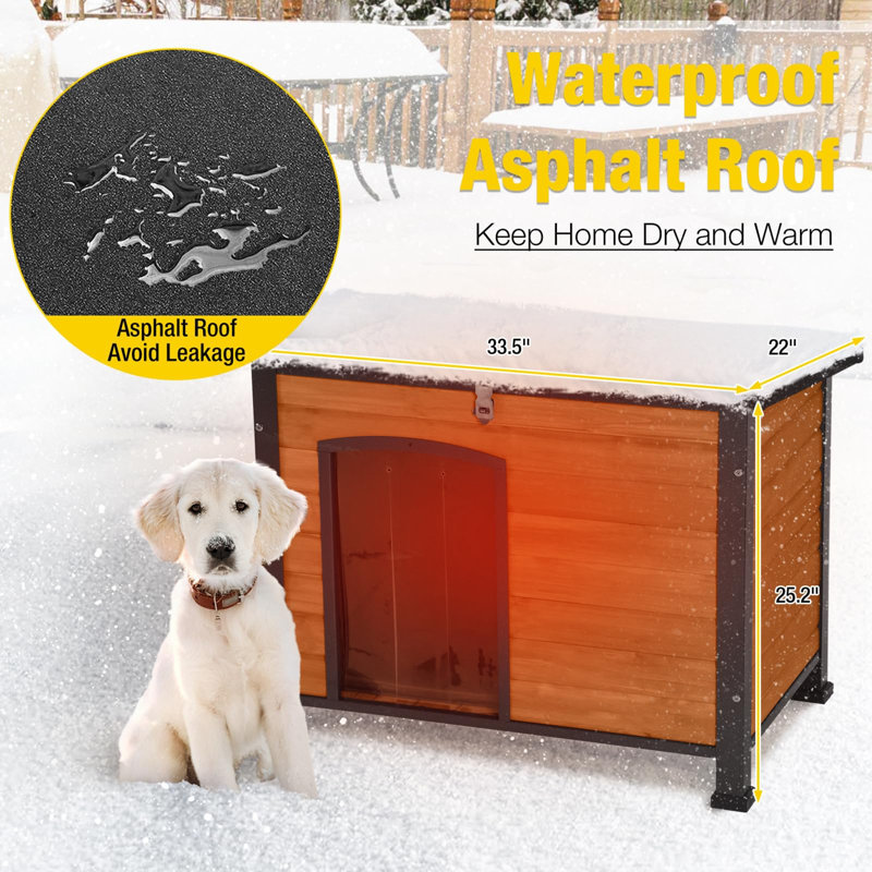 Cage pour chien chauffée pour l'extérieur avec niche isolante et chauffe-eau pour chien de 33,5 po