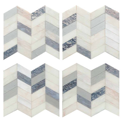 Elizabeth Sutton Meta 17x17 Chevron Glossy Glass Mosaic