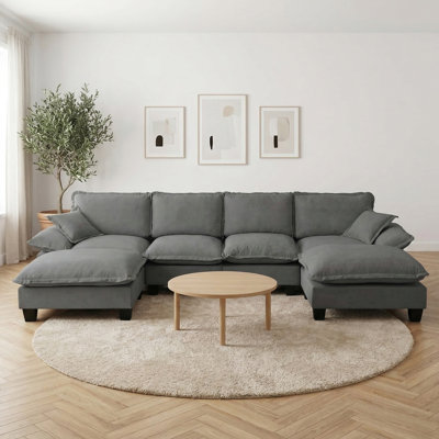 Canapé modulaire en forme de U avec voilier et repose-pieds mobile