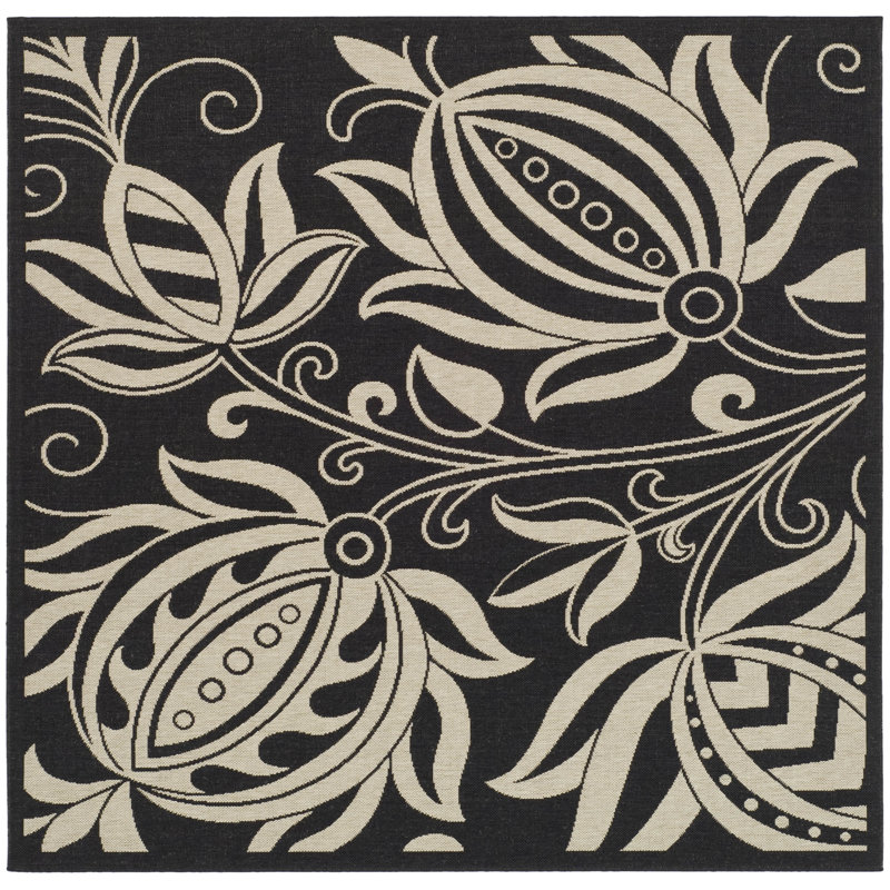 Tapis d'intérieur / extérieur à fleurs Herefordshire Performance, Carré de 7 pi 1 po