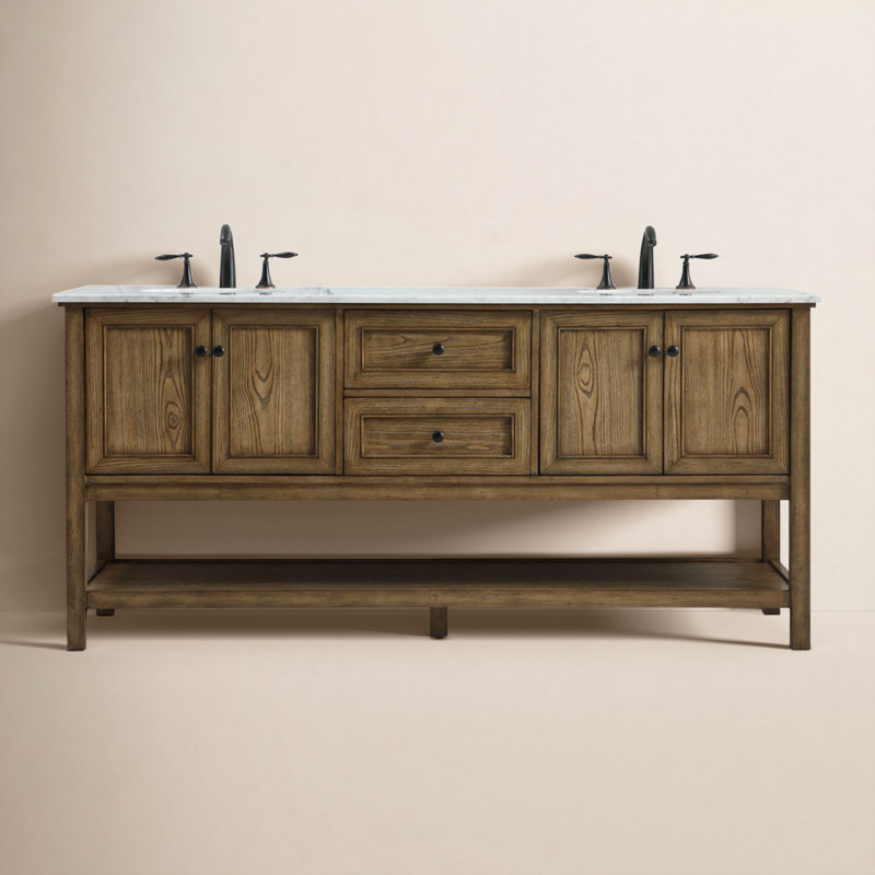 Bonsai 72'' Double Bathroom Vanity with Marble Top, Driftwood