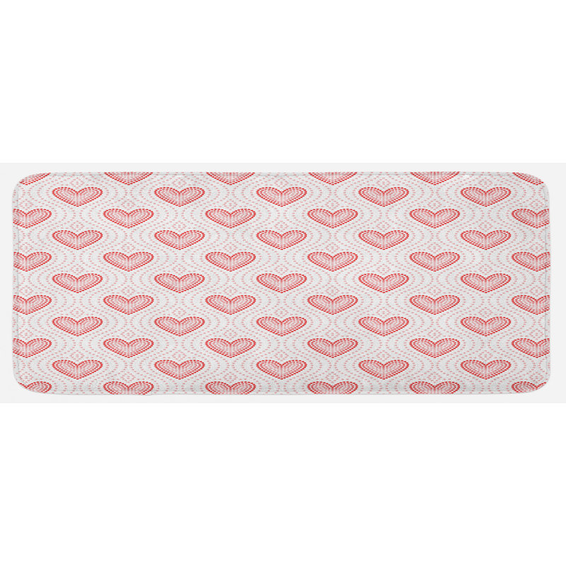 Tapis de cuisine rouge à pois en forme de cœur