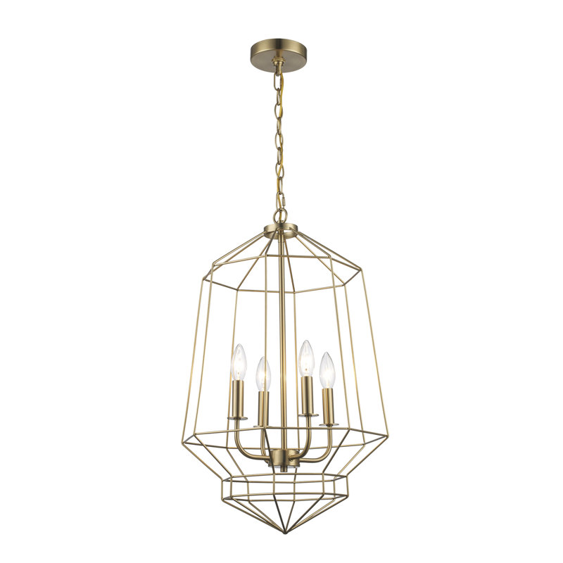Guillaine 4 - Light Dimmable Geometric Chandelier, Antique Gold