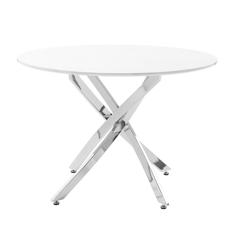 Table de salle à manger ultramoderne pour 4 personnes avec surface en faux marbre et pieds garnis de pieds en métal