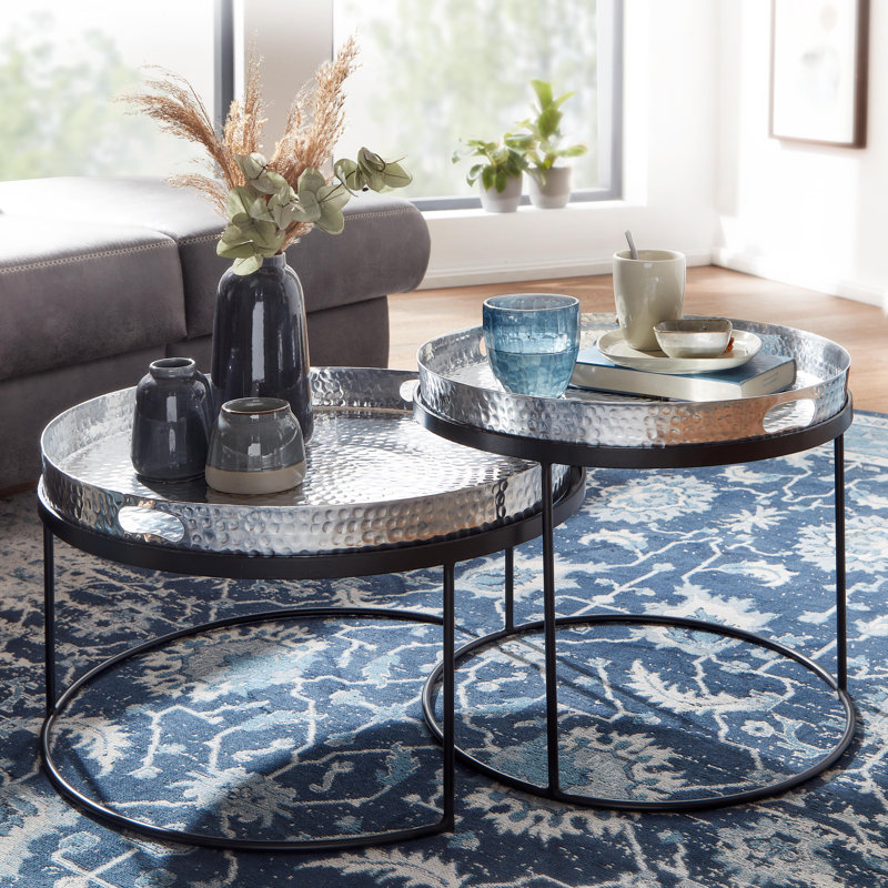 Gunalda Frame Coffee Table, Silver/Black