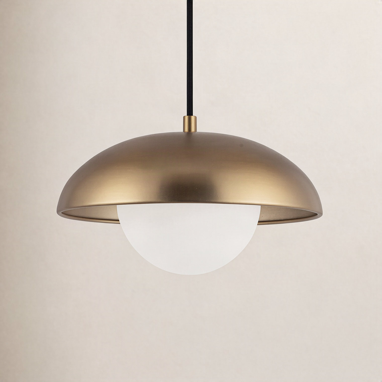 Alessia Single Light Glass Pendant, Aged Gold, 6.375" H x 10.875" W x 10.875" D