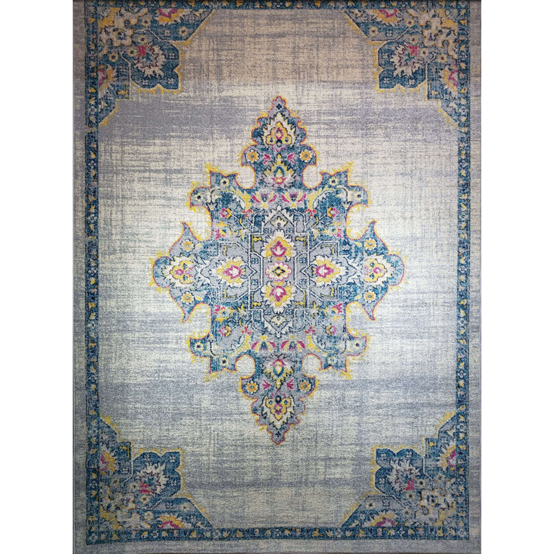 Tapis oriental à motif géométrique SantaFe, Rectangle 5 pi 3 po x 7 pi 6 po