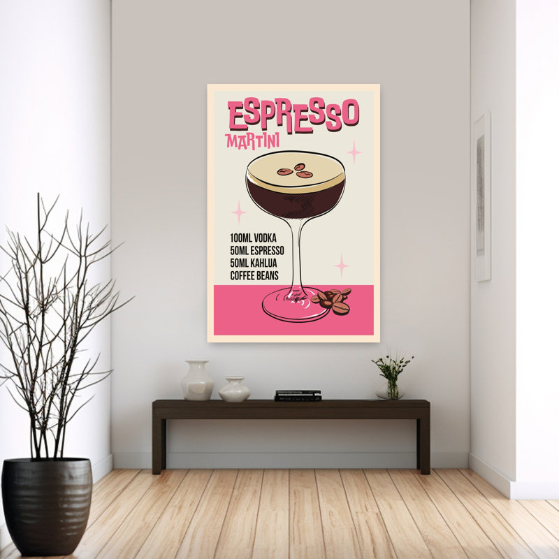 Retro Espresso Martini by WallChart Art Studio - Wrapped Canvas Print, 152.4 cm H x 101.6 cm W