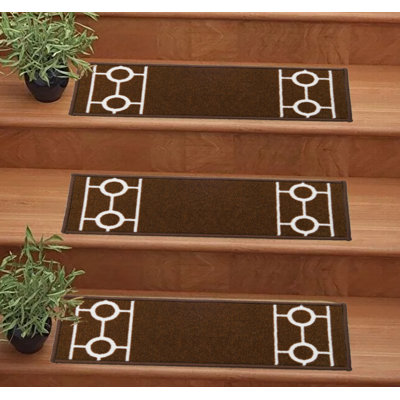 Tapis d'escalier antidérapant lavable à la machine, bordé d'une chaîne de 8,5 po x 26 po, couleurs et options