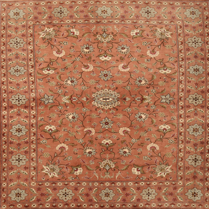 Tapis brun/noir/crème traditionnel, Carré 8 pi