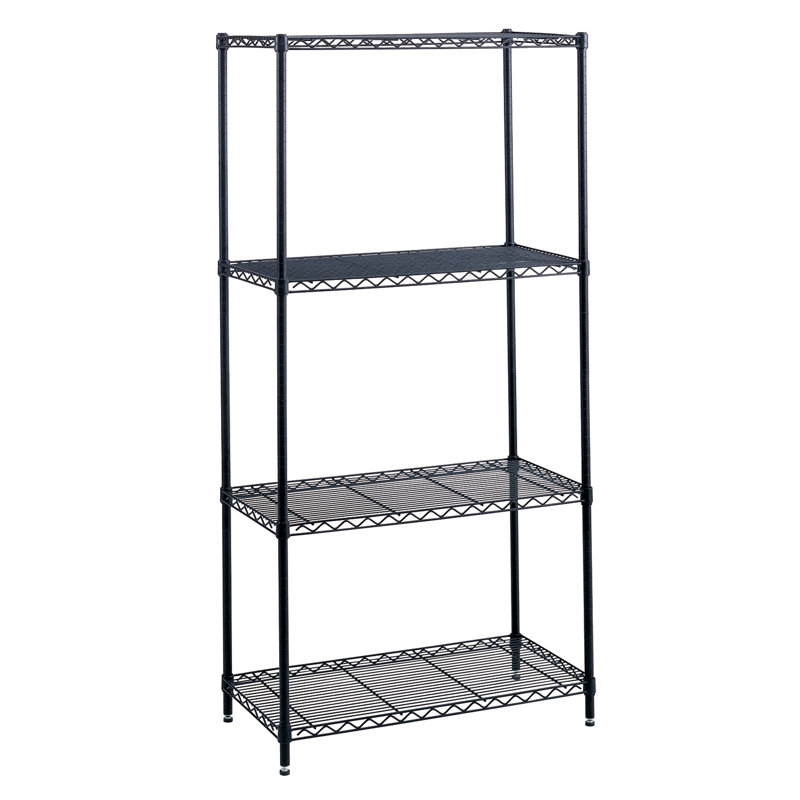 Étagère industrielle à 4 tablettes en fil de fer - 48 po x 18 po, Noir
