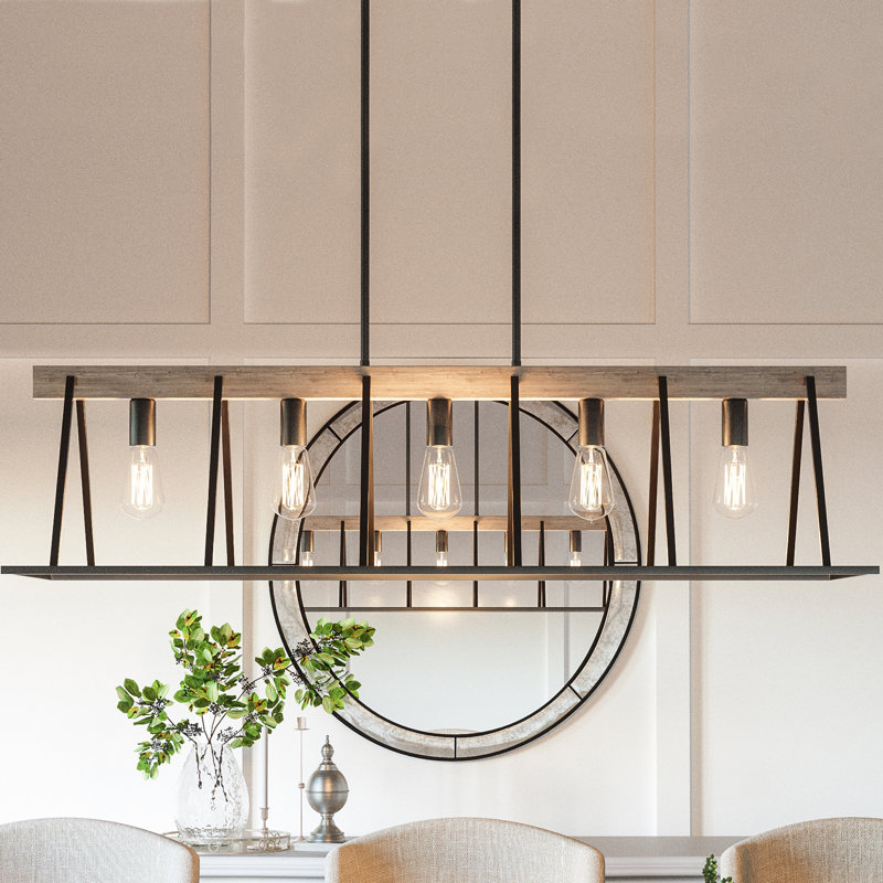 Luminaire suspendu linéaire à 5 lumières pour îlot de cuisine Esmeralda