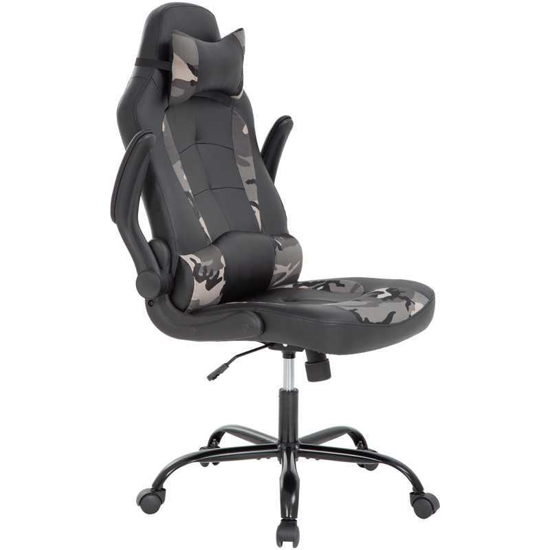 Fauteuil de jeu PC de style boîte de réception pour chaise de jeu ergonomique en polyuréthane avec accoudoirs, appui-tête et support lombaire