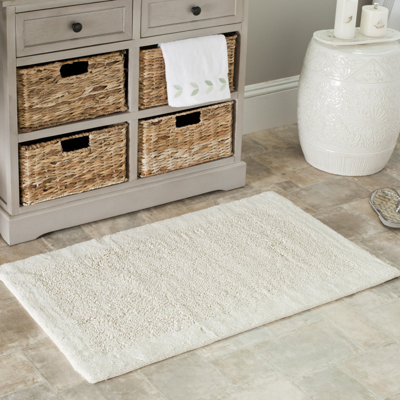 Master Bath Hand Tufted Cotton Rug, 21" H x 34" W, Natural