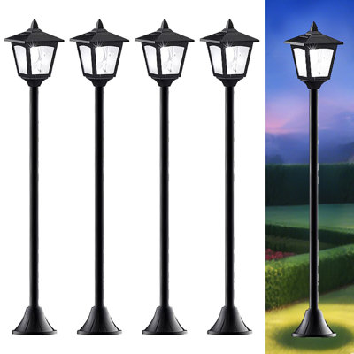 4 Pack 40-inch Solar Post Light Outdoor, Auto On/off Led With Dusk To Dawn Sensor, Ip65 Waterproof For Yard & Walkway