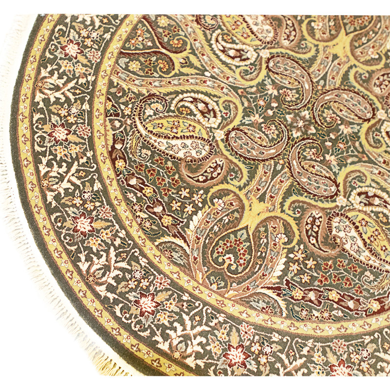 High-Quality Hand-Knotted Dark Green Area Rug