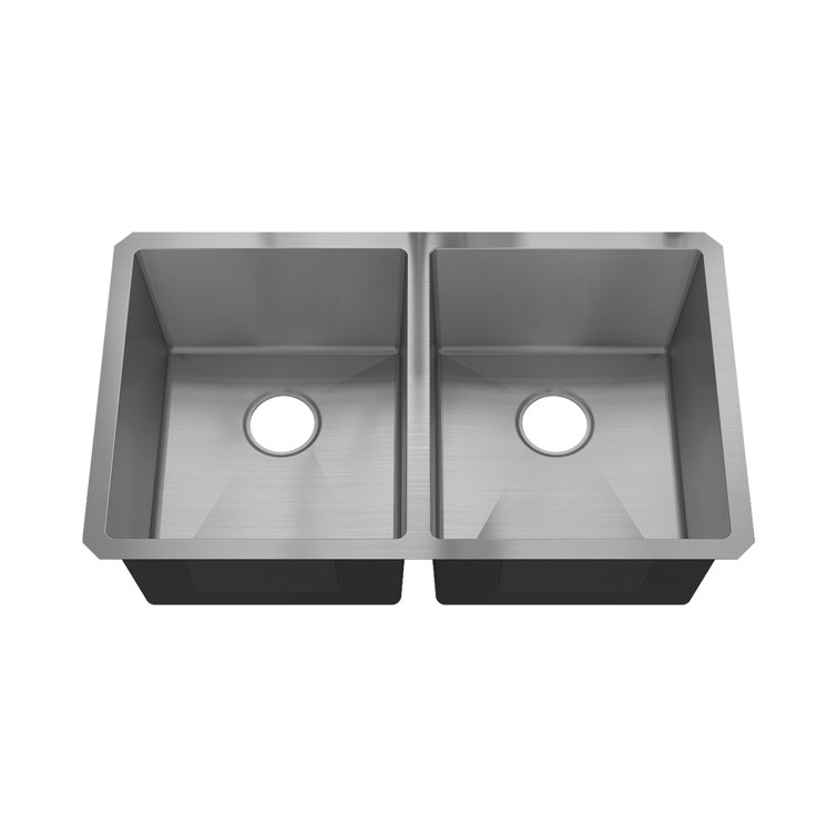 Stylish S-321XG 32 inch Slim Low Divider Double Bowl Undermount Stainless Steel Kitchen Sink