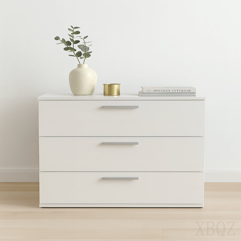 Commode modulaire à trois tiroirs en blanc