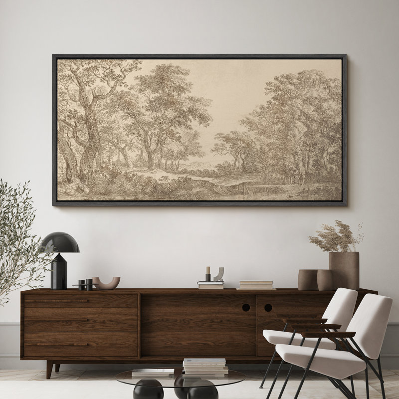 Grande impression sur toile encadrée - impression de paysage rétro pour décoration rustique, Noir, H 30 po x l 60 po