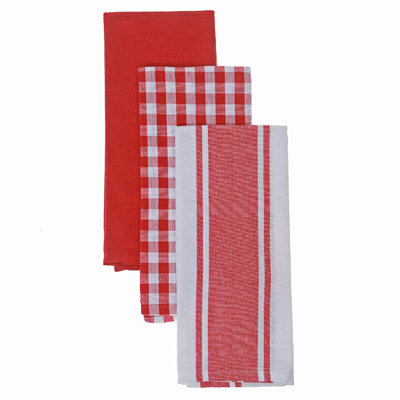 Ensemble de 3 serviettes de cuisine à carreaux jaunes