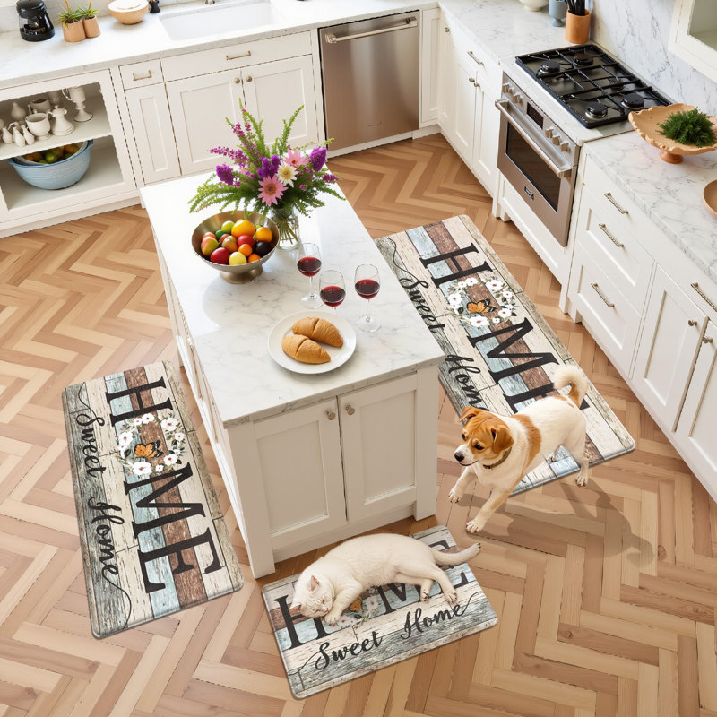 Ensemble de 3 tapis de cuisine Farmhouse, Beige
