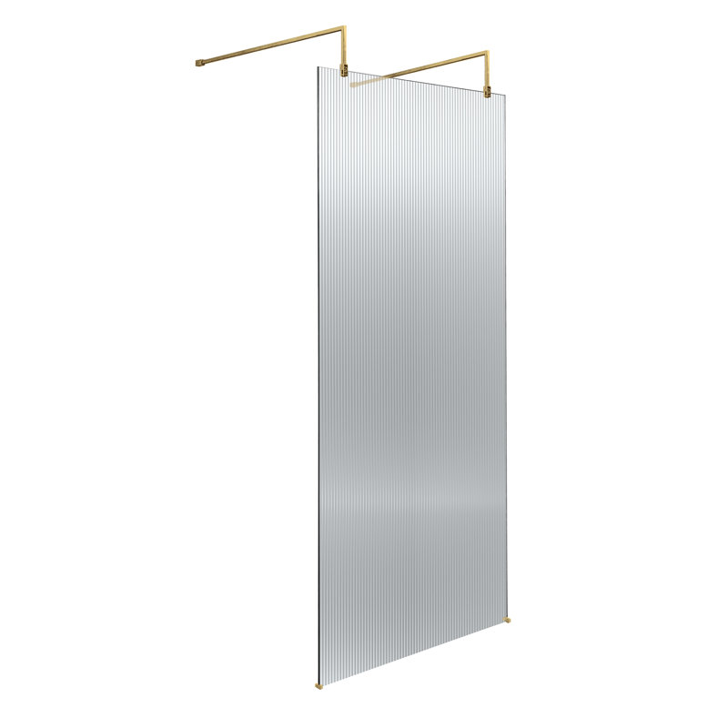 Fluted 1948mm H Frameless Wet Room Screen with Glass, 670 cm