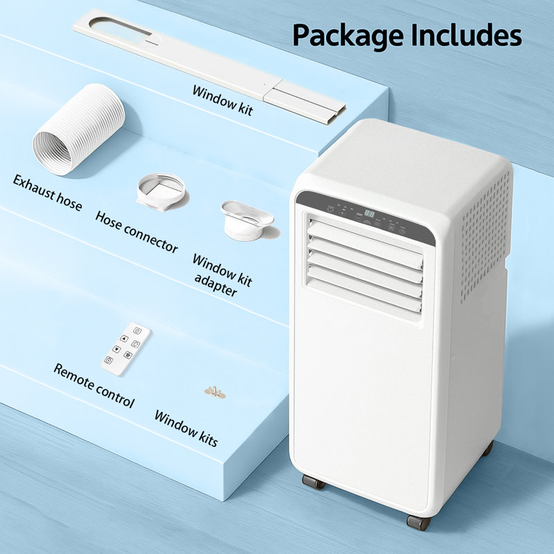 Erivess 8000 BTU Portable Air Conditioners Quiet Portable Cooling AC Up to 400 Sq.Ft. with Dehumidifier