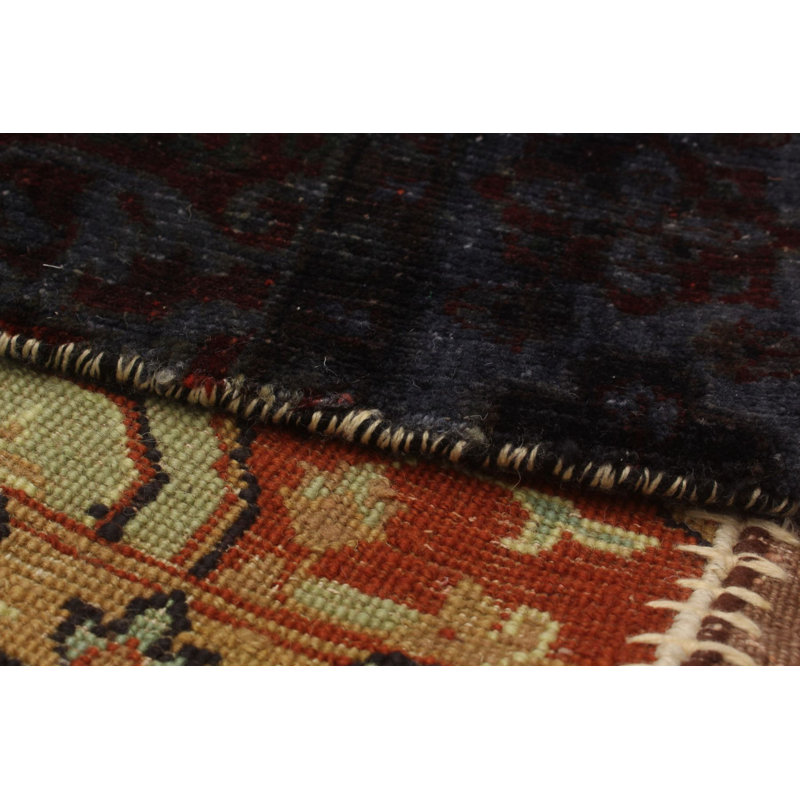 Tapis unique en laine noué à la main style Oushak vert / noir / crème 8 pi x 10 pi années 2010 Lugent