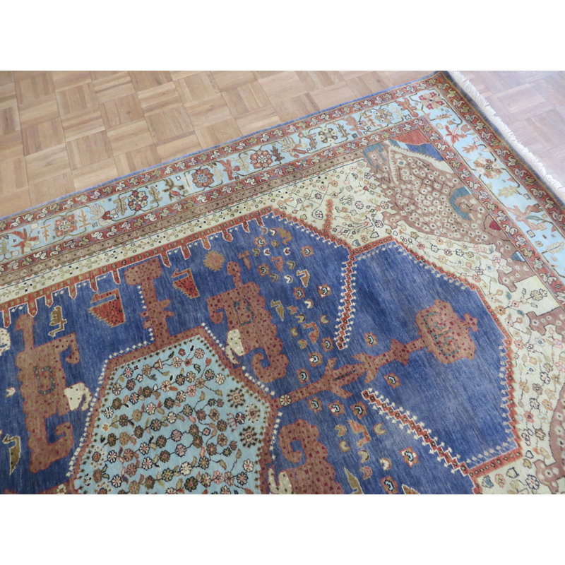 Tapis zone en laine noué la purplish/bleu 6 pi x 8 pi en laine one-of-kind-the main LaJuante