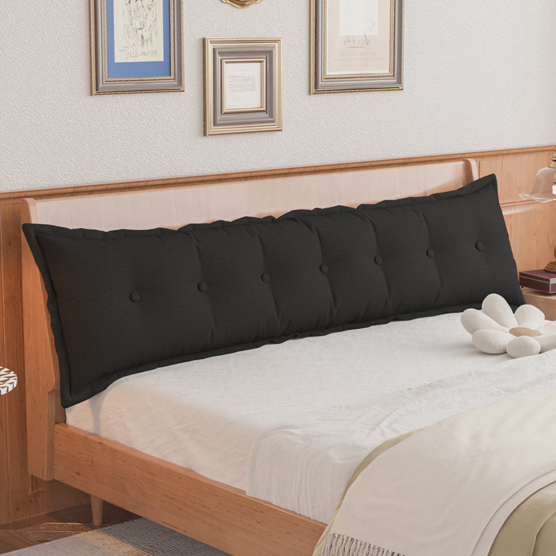 Coussin de siège de tête de lit capitonné à dossier Sit-up Back Comfort, Très grand lit, Noir