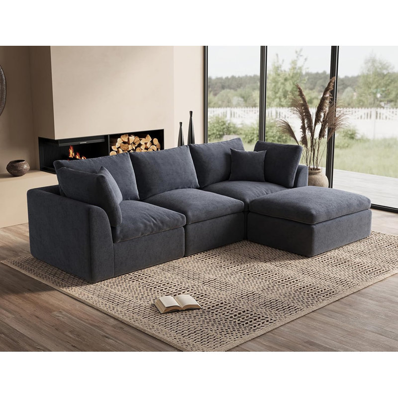 Canapé modulaire en forme de L de Boneless, Gris