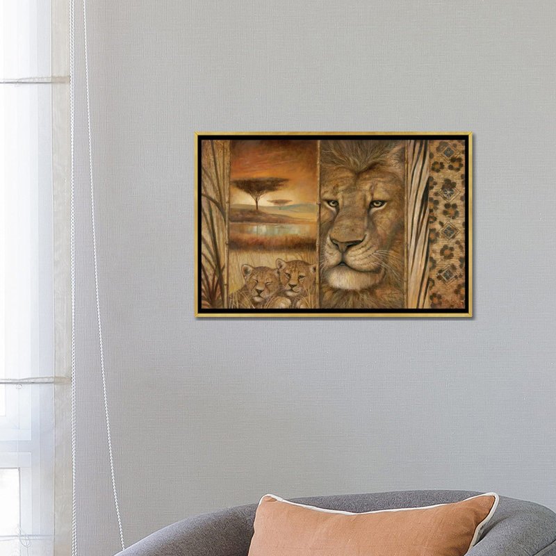 «Afrique, tapisserie» par Ruane Manning - reproduction d'art, H 18 po x l 26 po x P 1,5 po, Toile encadrée d'or, Aucun mat