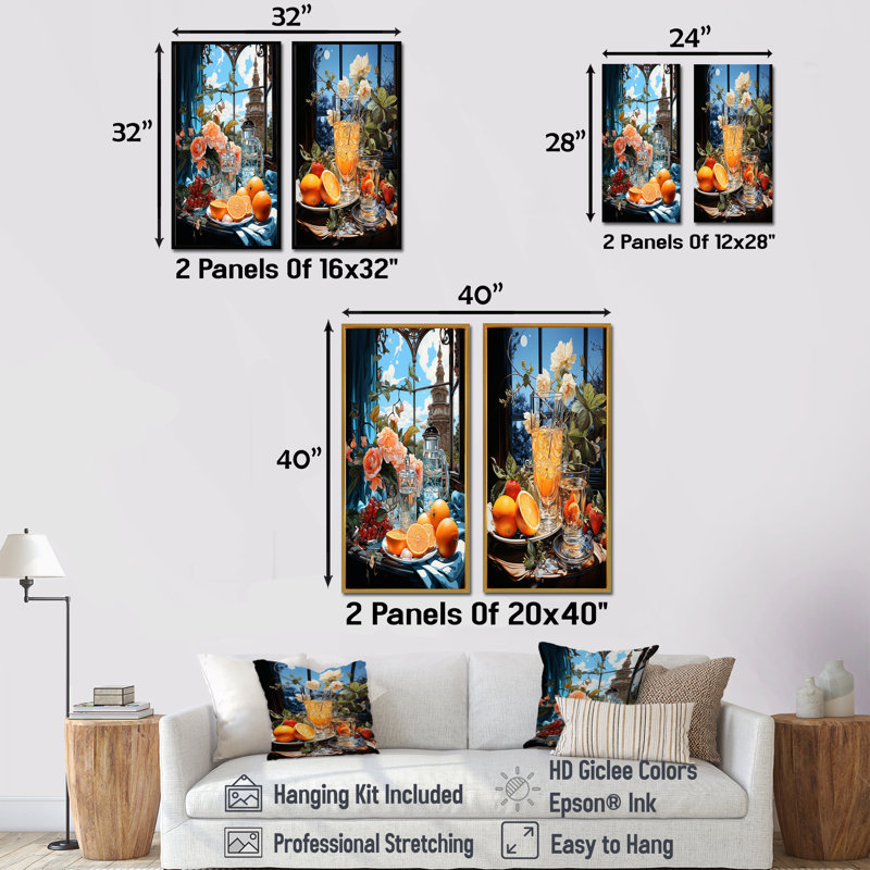 Morning Dreams - Petit déjeuner, ensemble de 2 reproductions d'art sur toile, H 32 po x l 33 po, Toile tendue