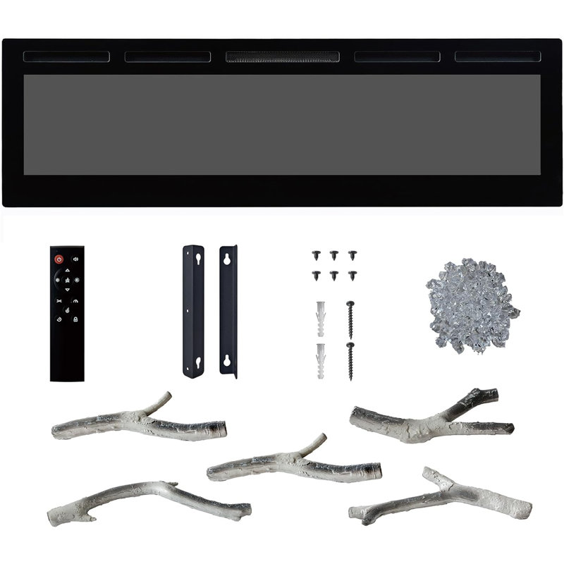 Foyer électrique 60 "WiFi encastré / mural 60", 750W / 1500W avec Alexa, minuterie, télécommande
