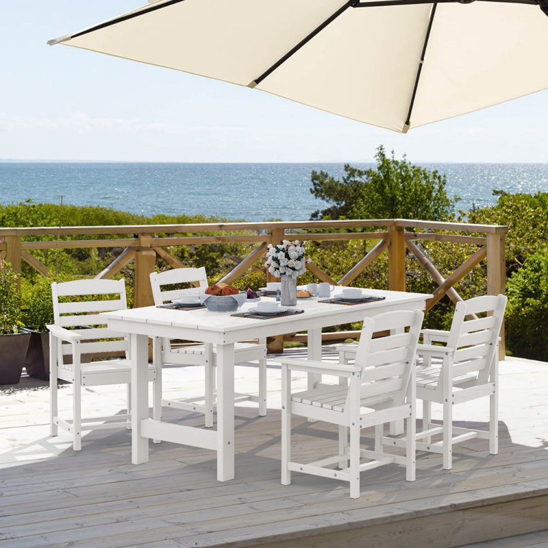 Reata 66.9" L 6-Person Rectangular Weather-Resistant Outdoor Dining Set , White