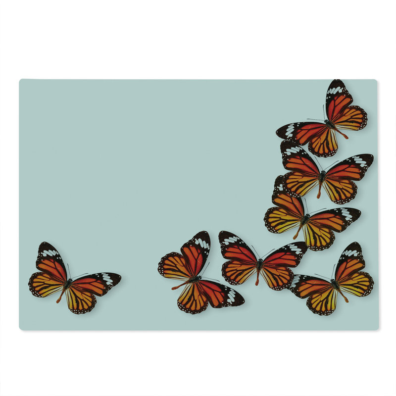 Ambesonne Exotic Cutting Board Large Size Spring Monarch Bug Dark Brown Marigold