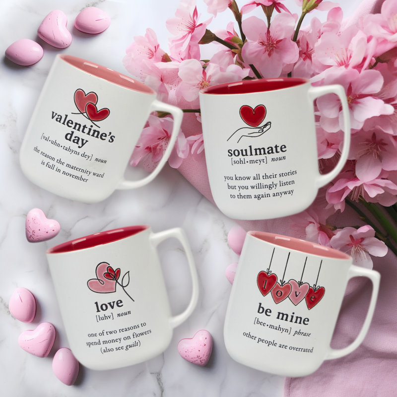 Ensemble de 4 tasses pour la Saint-Valentin