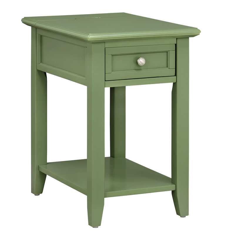End Table with Power Outlet, Meadow Green