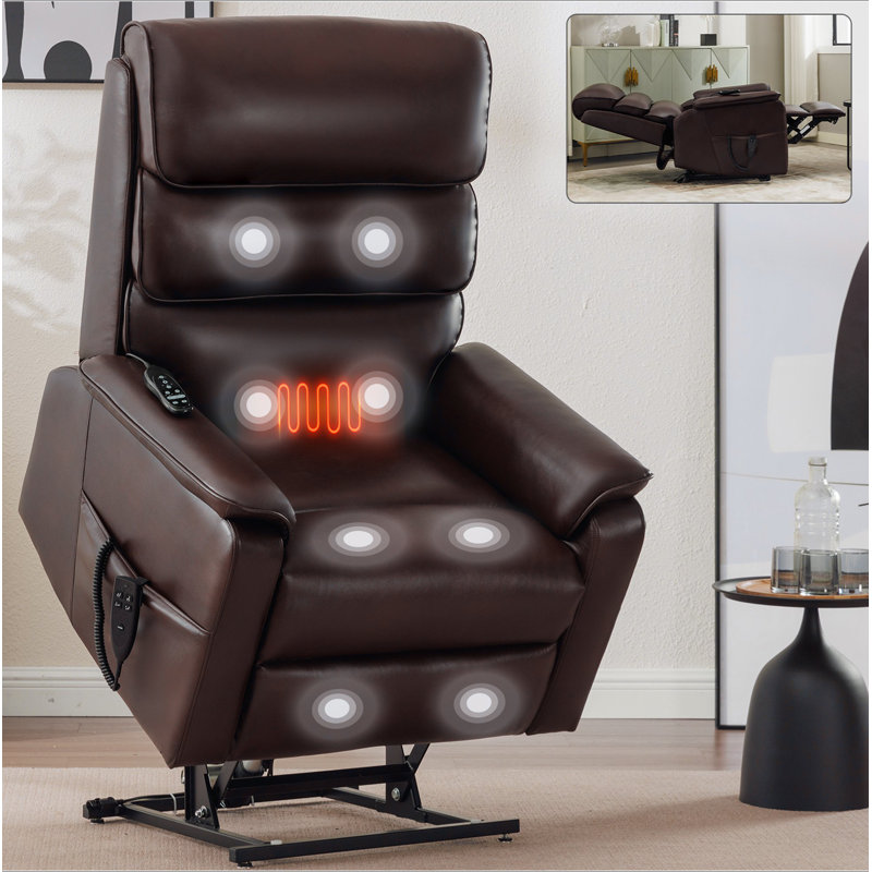 Leatheraire Dual Motor Infinite Position Up To 350 LBS Power Lift Recliner Chair With Power-Remote, Heat Massage And Heavy Duty Motion Mechanism
