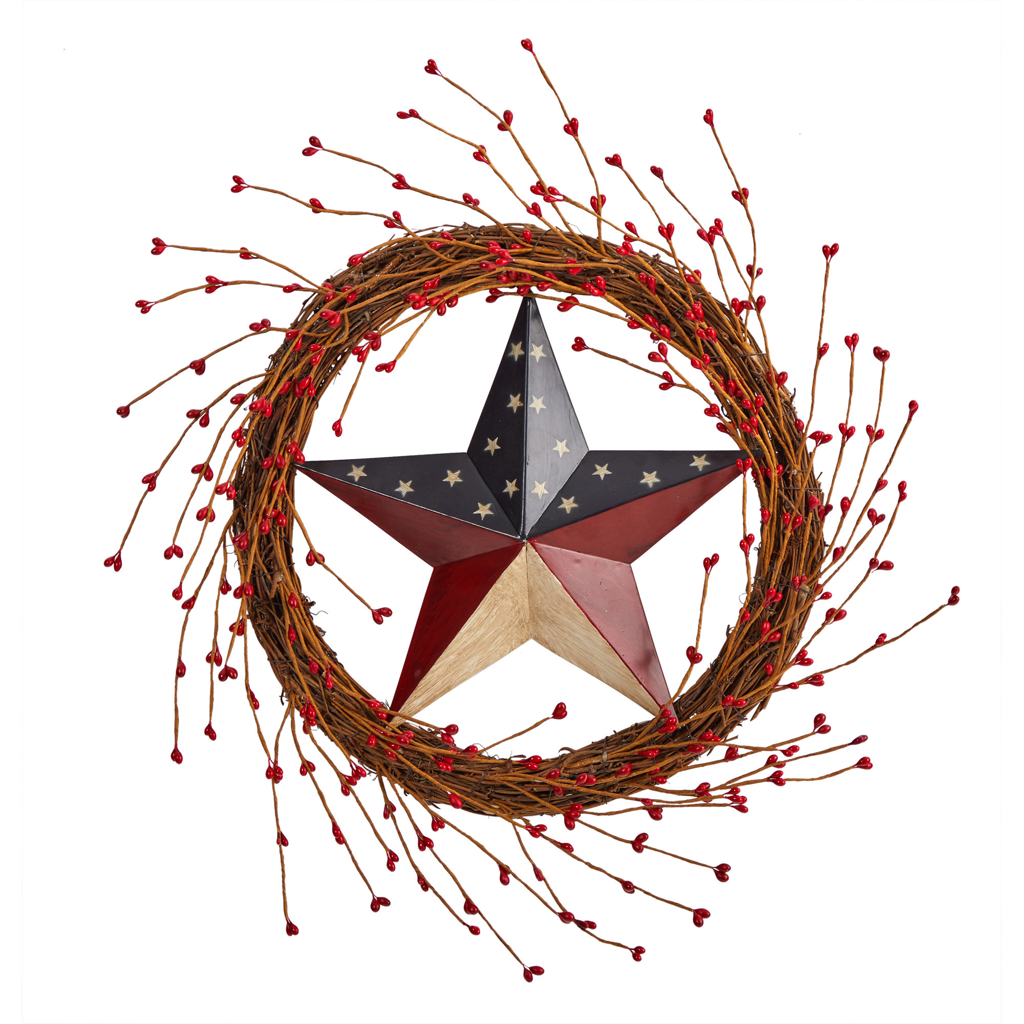The Holiday Aisle® Americana Patriotic Star 20" Wreath | Wayfair