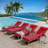 Set of 2 Outdoor Patio Chaise Lounges,5-Position Adjustable Folding Rattan Recliners with Cushions & Pillows, Weather-Resistant Sun Lounger Chairs for Poolside, Deck, Backyard – Red-1075825918